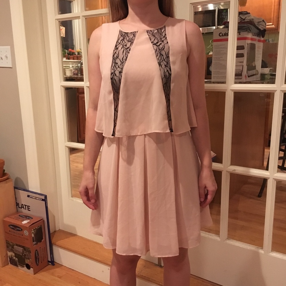 BCBGeneration Pale Pink Lace Inset Dress